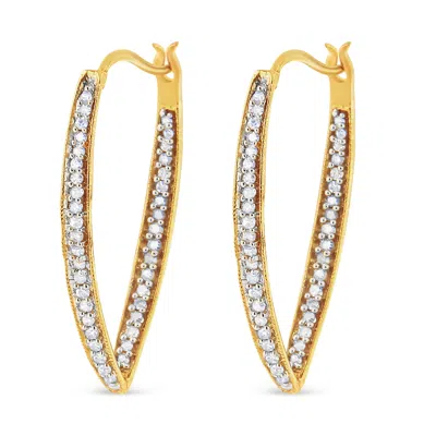 Haus Of Brilliance 10k Yellow Gold 1/2 Cttw Round-cut Diamond Modern Hoop Earrings In Yellow