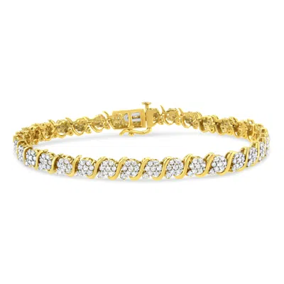 Haus Of Brilliance 14k Yellow Gold Plated .925 Sterling Silver 3.00 Cttw Diamond Alternating Flower Cluster And "s" Lin