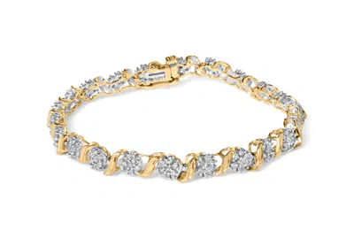Haus Of Brilliance 10k Yellow Gold 2.00 Cttw Round Cut Diamond 's' Cluster Bracelet In Multi
