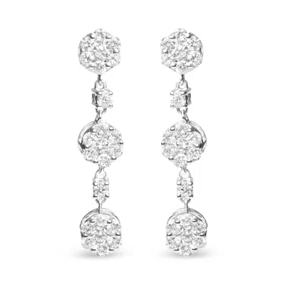 Haus Of Brilliance 14k White Gold 2.00 Cttw Diamond Composite Cluster Floral Drop Earrings In White