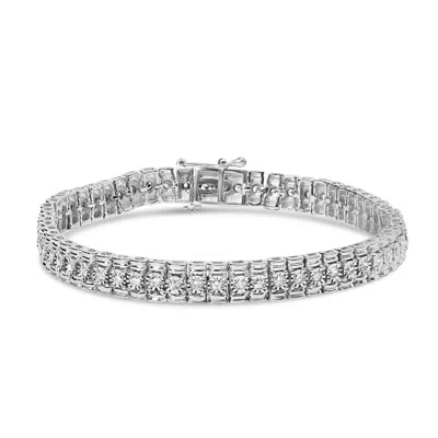 Haus Of Brilliance .925 Sterling Silver 1.0 Cttw Diamond Collar Line Link Bracelet In White