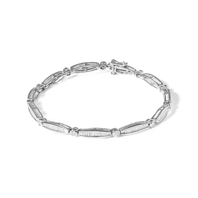 Haus Of Brilliance 14k White Gold 1-1/2 Cttw Round Brilliant-cut & Baguette Cut Diamond Bezel And Tapered Link 7" Tenni In White