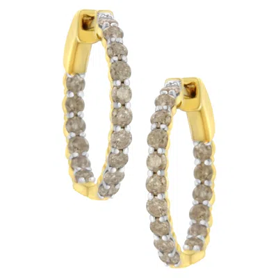 Haus Of Brilliance 10k Yellow Gold Plated Sterling Silver Diamond Hoop Earrings In Yellow
