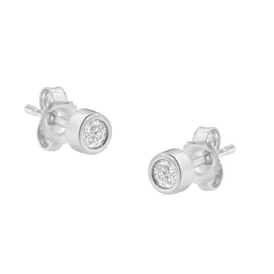 Haus Of Brilliance 10k Gold 0.15 Cttw Round Brilliant-cut Near Colorless Diamond Bezel-set Stud Earrings In White