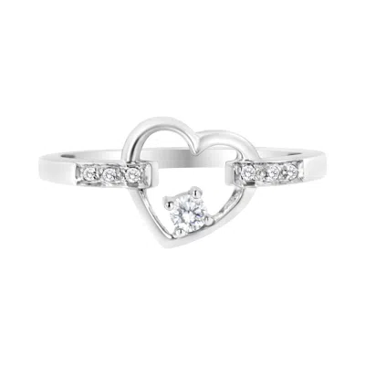 Shop Haus Of Brilliance 14k White Gold 1/8 Cttw Channel Set Round-cut Diamond Heart Ring