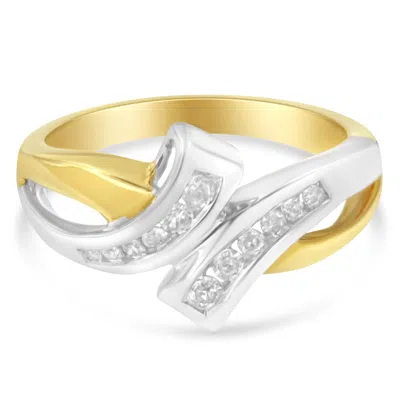 Haus Of Brilliance 10k Two Toned Channel-set Diamond Bypass Ring In Multi