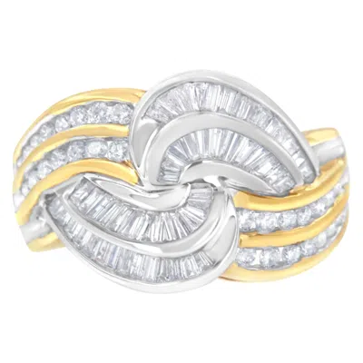 Haus Of Brilliance 10kt Two-toned Gold Diamond Bypass Ring In Multi