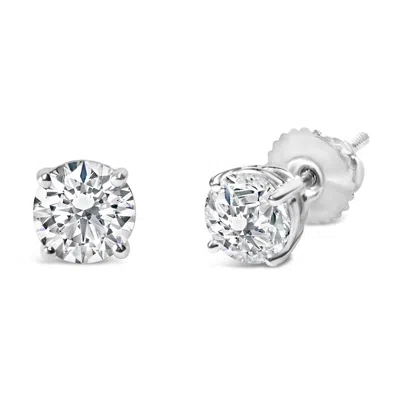 Haus Of Brilliance Igi Certified 14k White Gold 1 1/2 Cttw Round Diamond Solitaire Stud Earrings With Screwbacks In White