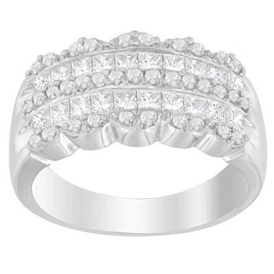 Haus Of Brilliance 14k White Gold 1 1/7ct. Tdw Round And Princess-cut Diamond Ring(h-i, Si2-i1) In White