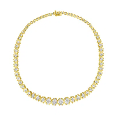 Haus Of Brilliance 10k Yellow Gold 4 Cttw Brilliant Round-cut Diamond Graduating Riviera Statement Necklace In Yellow