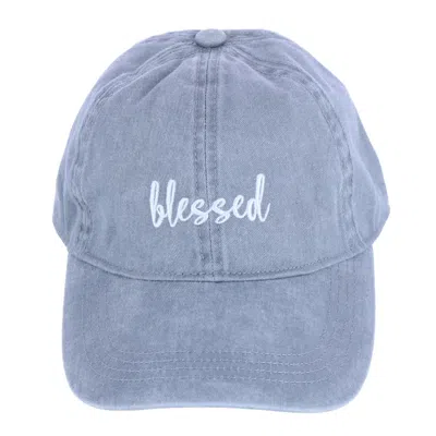 David & Young Women's Blessed Embroidered Denim Baseball Cap Hat In Grey