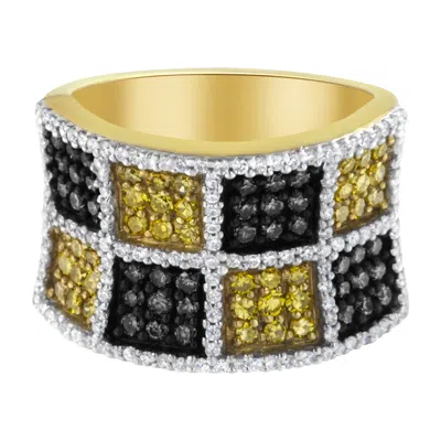 Haus Of Brilliance 14kt Yellow Gold Champagne, Yellow And Round Diamond Band Ring In Yellow