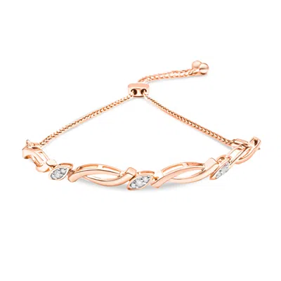 Haus Of Brilliance .925 Sterling Silver Diamond Accent Alternating Swirl Link Bolo Bracelet In Multi
