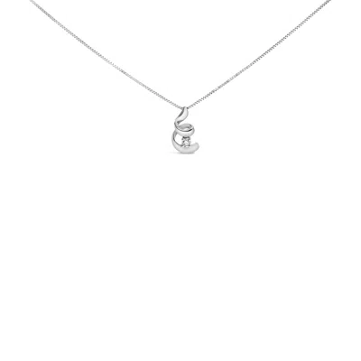 Haus Of Brilliance 10k White Gold 1/10 Cttw Diamond Solitaire Spiral 18" Pendant Necklace In White