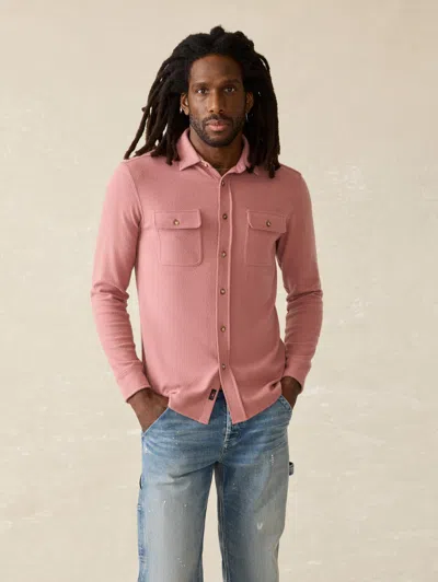 Faherty Legend Sweater Shirt In Sandstone Red Twill