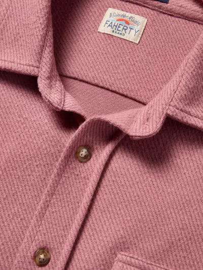 Faherty Legend Sweater Shirt In Sandstone Red Twill