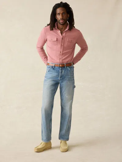 Faherty Legend Sweater Shirt In Sandstone Red Twill