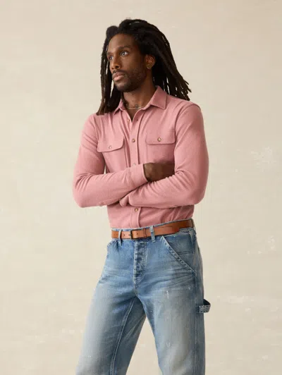 Faherty Legend Sweater Shirt In Sandstone Red Twill