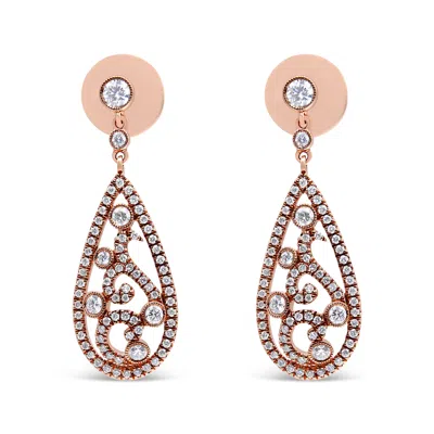 Haus Of Brilliance 18k Rose Gold 1 1/4 Cttw Diamond Teardrop Shaped Drop And Dangle Screw Back Stud Earring In Multi