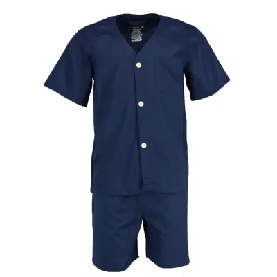 Fruit Of The Loom Men's Short Sleeve Short Leg Pajama Set In Blue