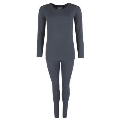 Ctm Women's Thermal Underwear Long Sleeve And Pant Set In Grey