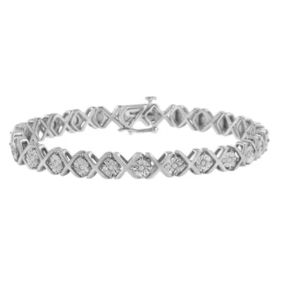 Haus Of Brilliance .925 Sterling Silver 1/10 Cttw Miracle-set Round-cut Diamond "x" Link Tennis Bracelet In White