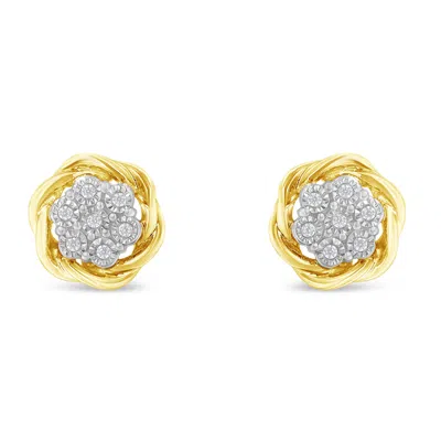 Haus Of Brilliance Yellow Gold Plated Sterling Silver Diamond Rose Stud Earrings In Yellow