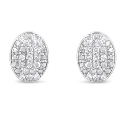 Haus Of Brilliance Sterling Silver Round Diamond Oval Cluster Earrings In White