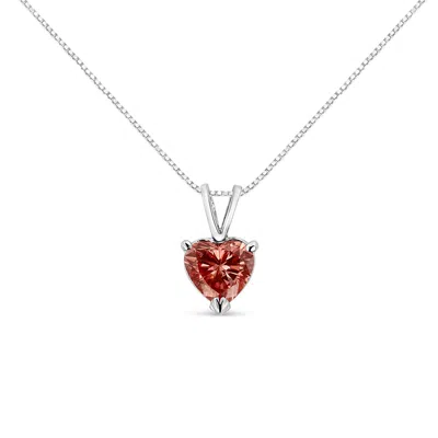 Haus Of Brilliance Igi Certified 14k White Gold Martini Set 1.00 Cttw Lab Grown Pink Heart Diamond Solitaire 18" Pendan In White