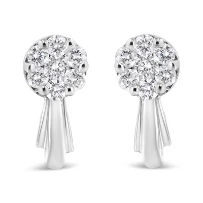Haus Of Brilliance 14k Gold 3/4 Cttw Diamond Floral Cluster Drop And Dangle Stud Earrings In White