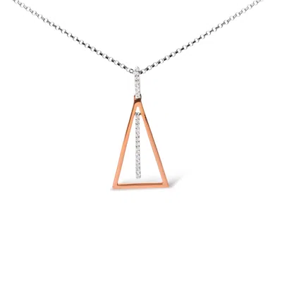Haus Of Brilliance 14k Rose And White Gold 1/8 Cttw Diamond Windchime 18" Pendant Necklace In Multi