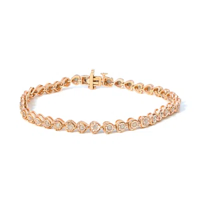 Haus Of Brilliance .925 Sterling Silver 1.0 Cttw Miracle Set Diamond Heart-link 7" Tennis Bracelet In Multi