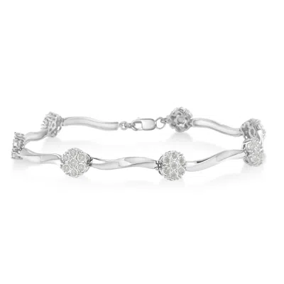 Haus Of Brilliance Sterling Silver Diamond Link Bracelet In White
