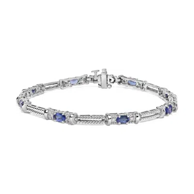 Haus Of Brilliance 14k White Gold Blue Purple Tanzanite And Diamond Accent Cord Style Link Bracelet In White