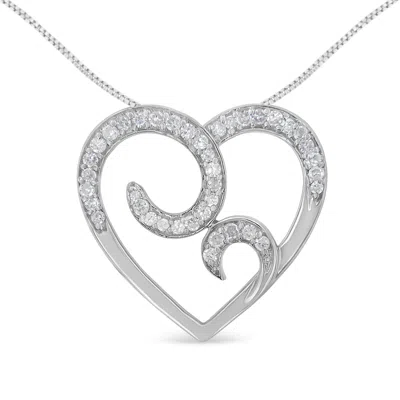 Haus Of Brilliance .925 Sterling Silver 1/4 Cttw Round Diamond Heart Pendant Necklace In White