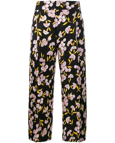 Shop Marni Floral Print Cotton-silk Blend Trousers