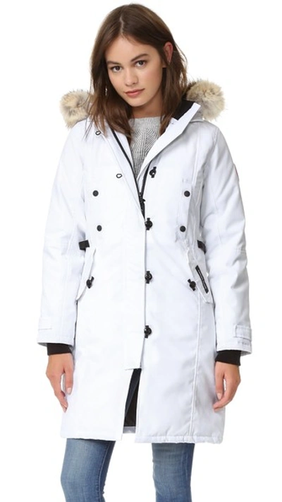 kensington Slim Fit Down Parka With Genuine Coyote Fur Trim In White