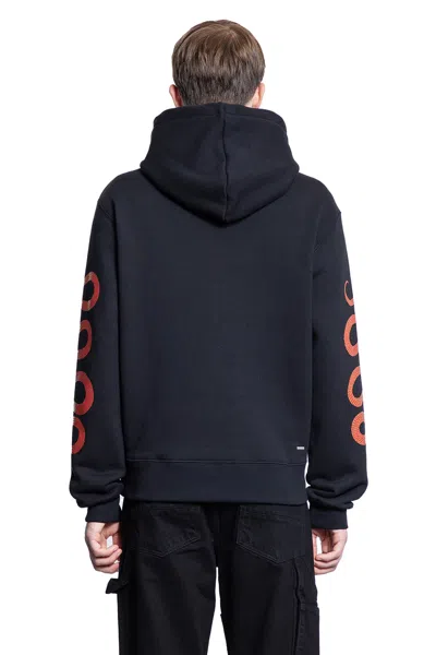 Amiri Black Hoodie With Maxi Logo Lettering On The Front And Snake Print On The Sleeves In Cotton Man In Black