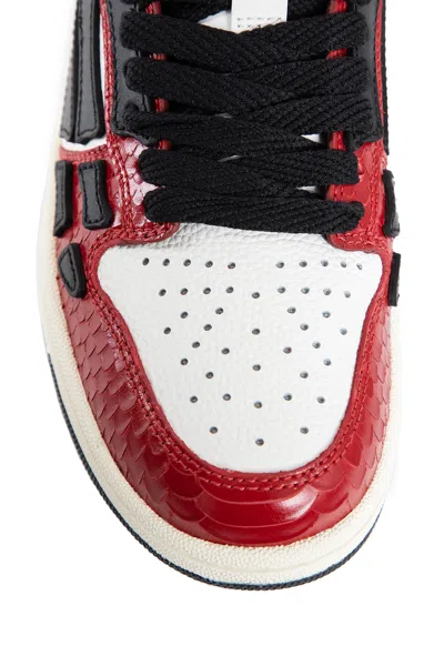 Amiri Skel Top Low Red Sneakers With Skeleton Patch In Leather Man In Multicolor