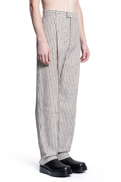 Bottega Veneta Pantaloni Di Lana A Righe Sottili In Brown