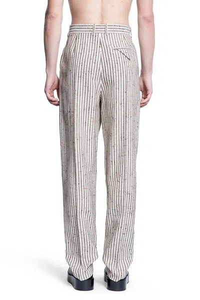 Bottega Veneta Pantaloni Di Lana A Righe Sottili In Brown