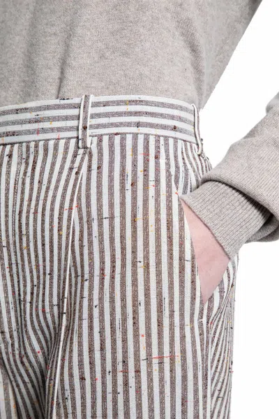 Bottega Veneta Pantaloni Di Lana A Righe Sottili In Brown