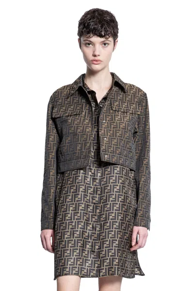 Fendi Woman Brown Jackets In Brown