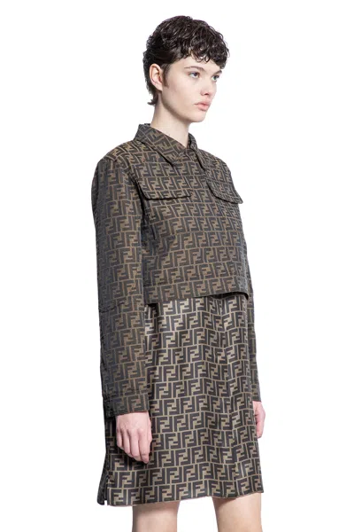 Fendi Woman Brown Jackets In Brown