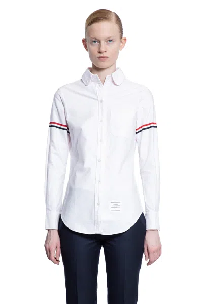 Thom Browne White Armband Cropped Round Collar Shirt In White