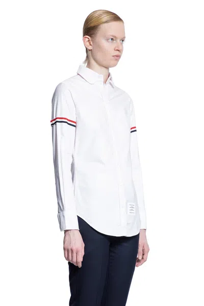 Thom Browne White Armband Cropped Round Collar Shirt In White