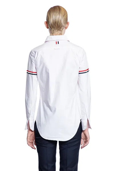 Thom Browne White Armband Cropped Round Collar Shirt In White
