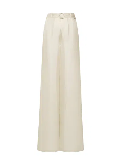 Lapointe Silky Twill High Waisted Belted Wide Leg Pant In Cream