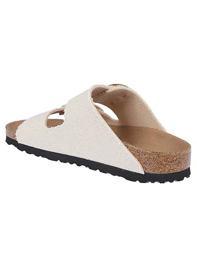 Birkenstock Arizona Big Buckle Leather Slides With Buckle In Grey