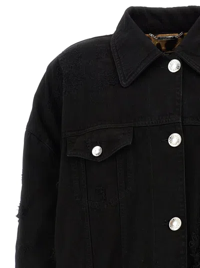 Dolce & Gabbana Longline Distressed Denim Jacket With Chest Pockets